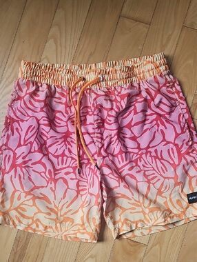 Hurley Pink & Orange Floral Print Bermuda Shorts
